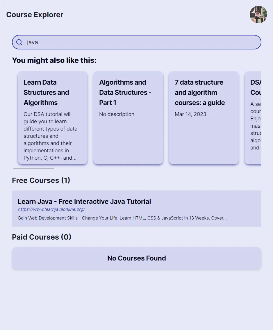 Course Explorer screenshot